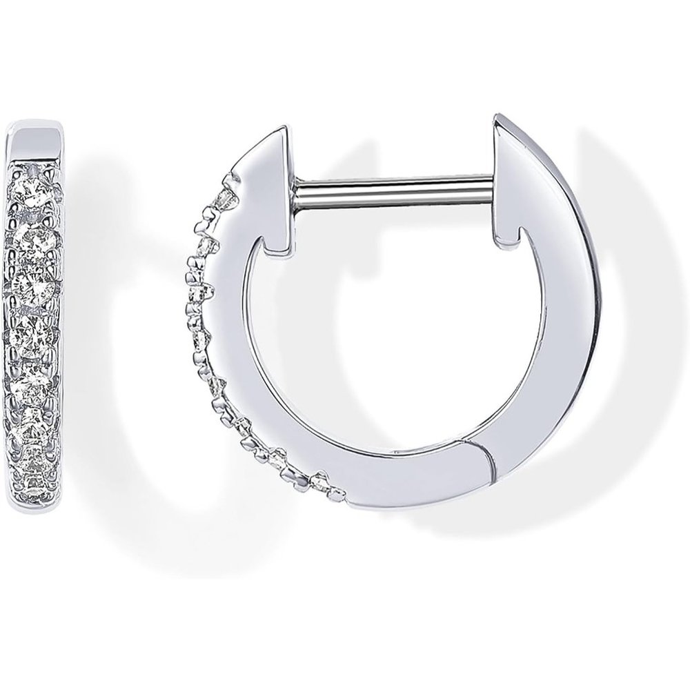 women 14K Gold Plated Cubic Zirconia Cuff Earrings Huggie Stud